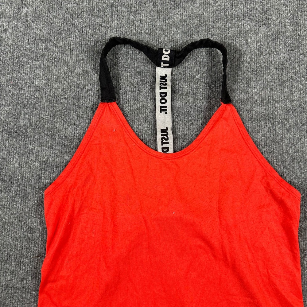 Nike Tank Top Womens Size XS Orange Dri-Fit Loose Fit Just Do It Racerback Gym